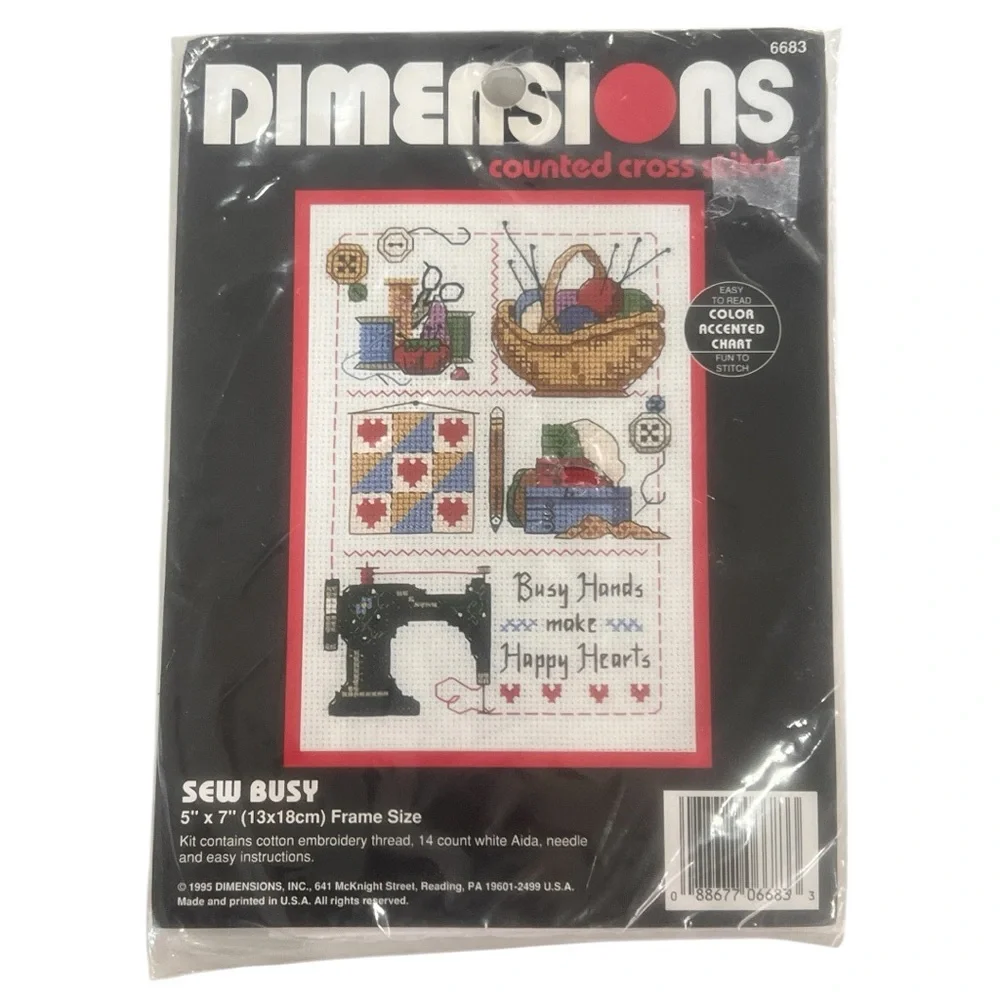 Dimensions Sew Busy Wall Tapestry Cross Stitch Kit - Black, Red, Brown Accents